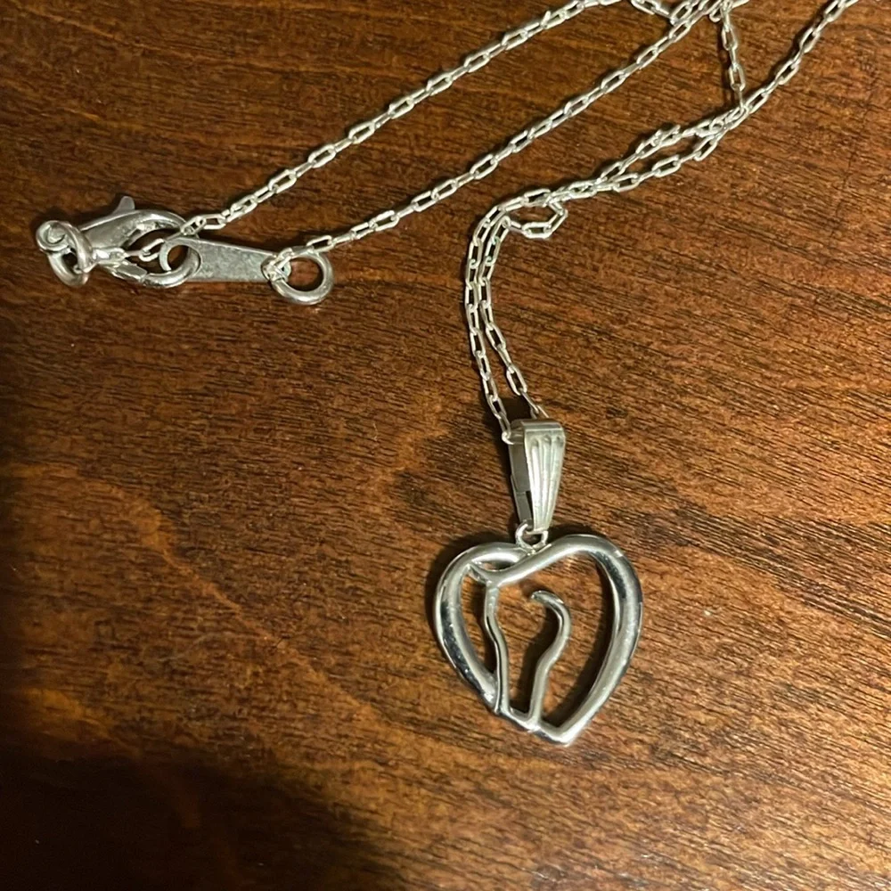 Horse Love Heart Pendant in Silver Tone with 18 Inch Chain
